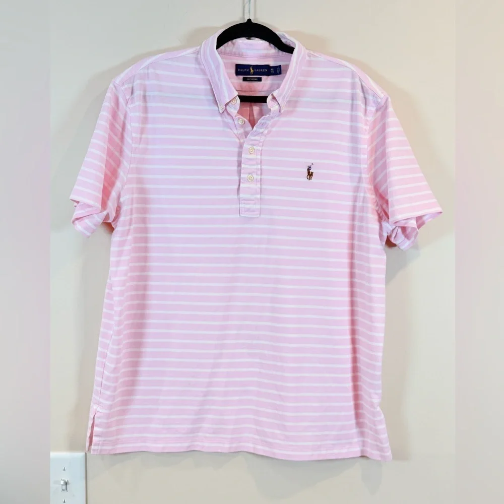 🔥NWOT Ralph Lauren Pink Striped Polo Shirt size XL🔥